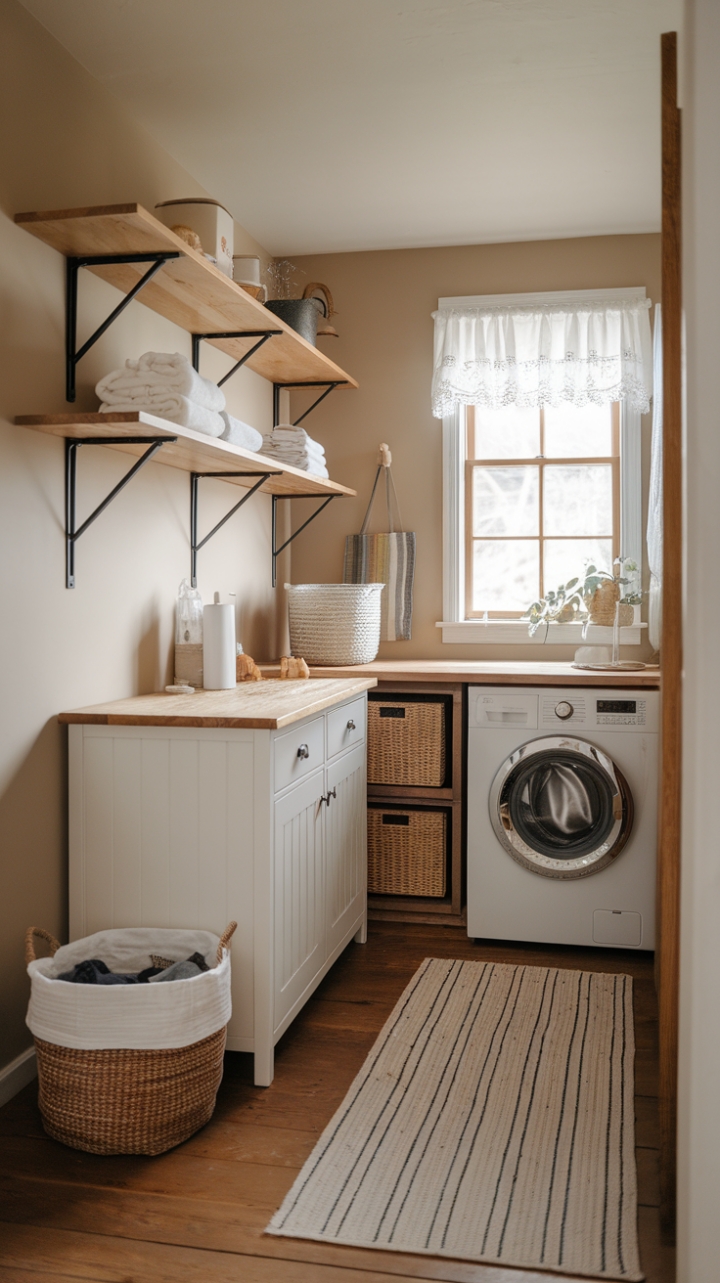 Charming Laundry Room Blends Rustic Charm with Modern Elegance