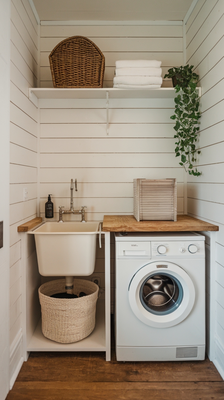 Functional Warmth: Embracing Rustic Style in the Laundry Space