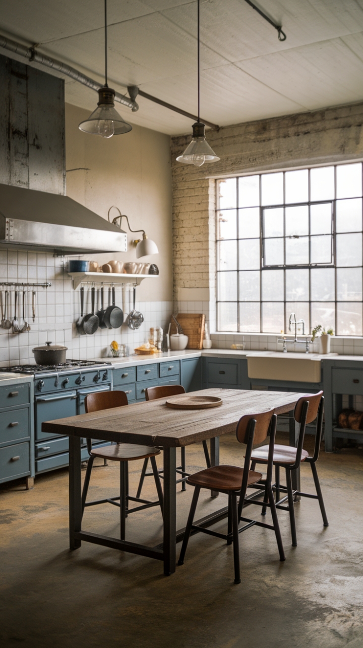 Industrial Elegance with Rustic Warmth in Kitchen Design
