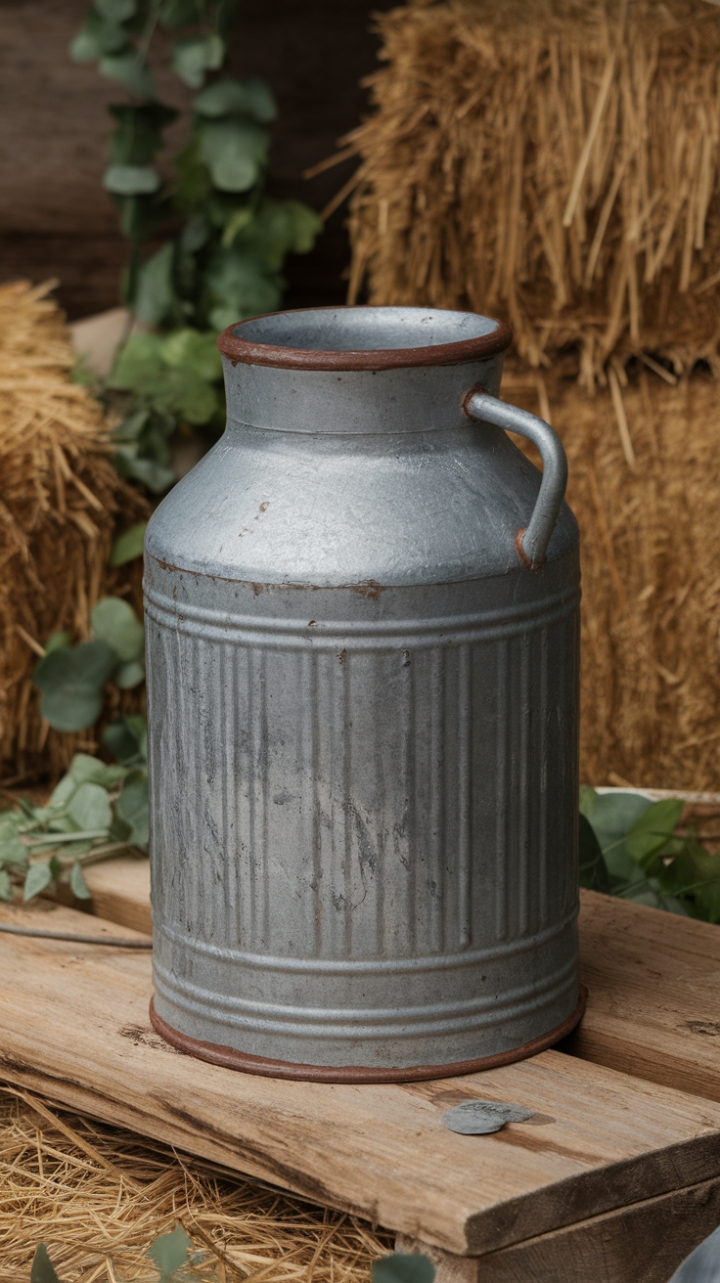Timeless Elegance: Galvanized Finish Vase with Rustic Flair