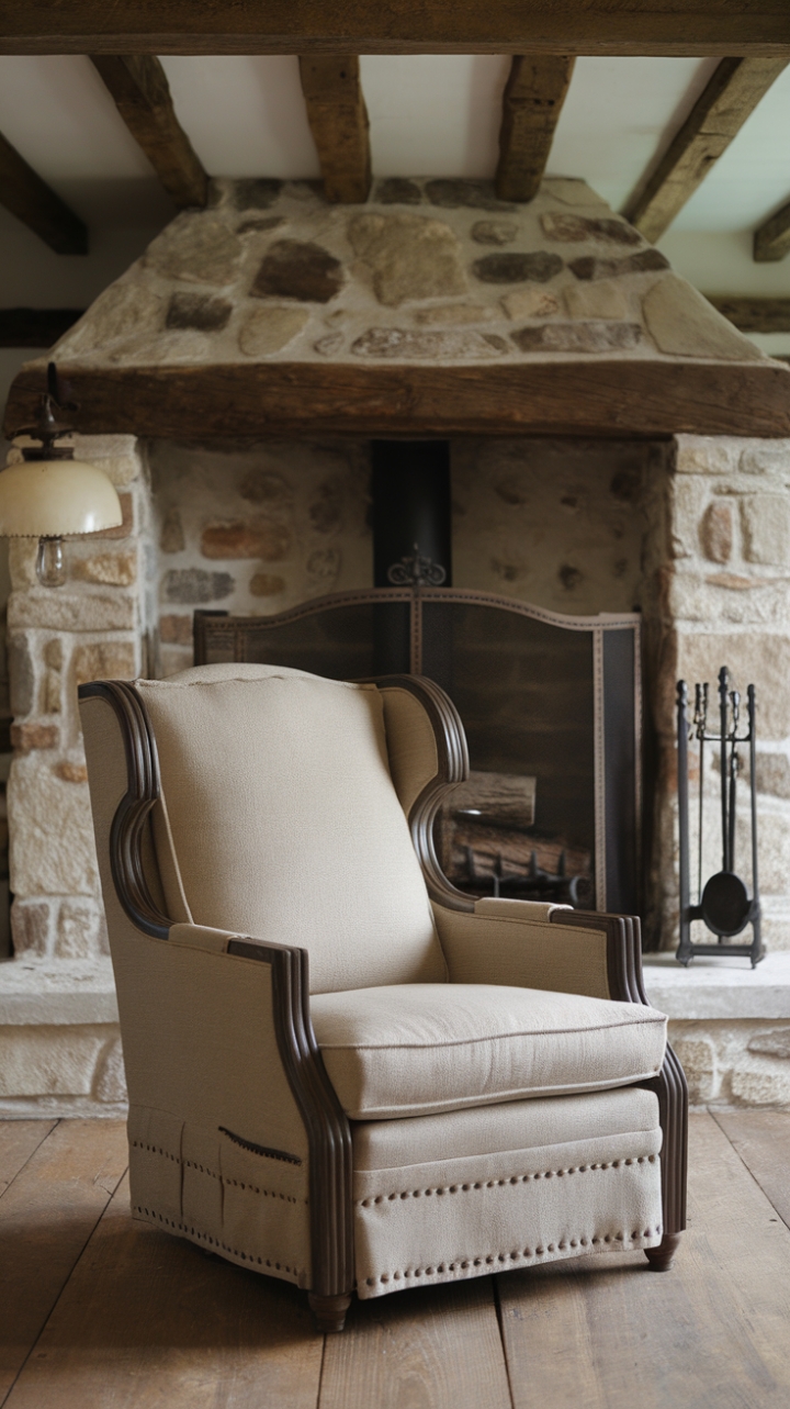Serene Farmhouse Reading Nook with Cozy Recliner