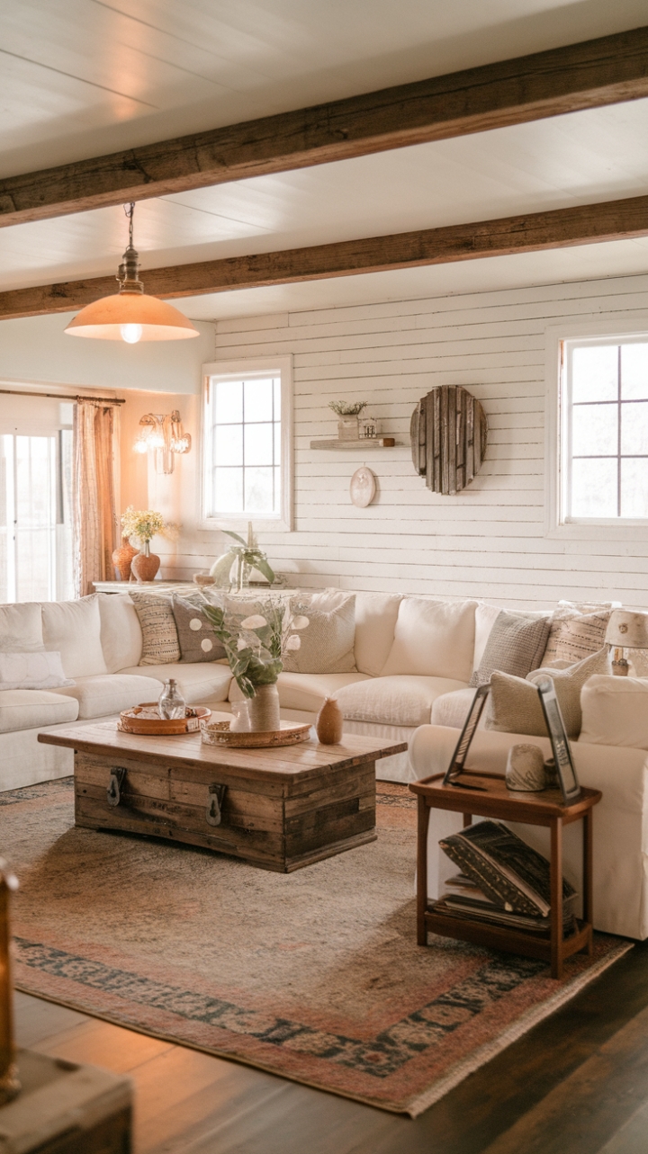 Rustic Farmhouse Living Room with Modern Comfort