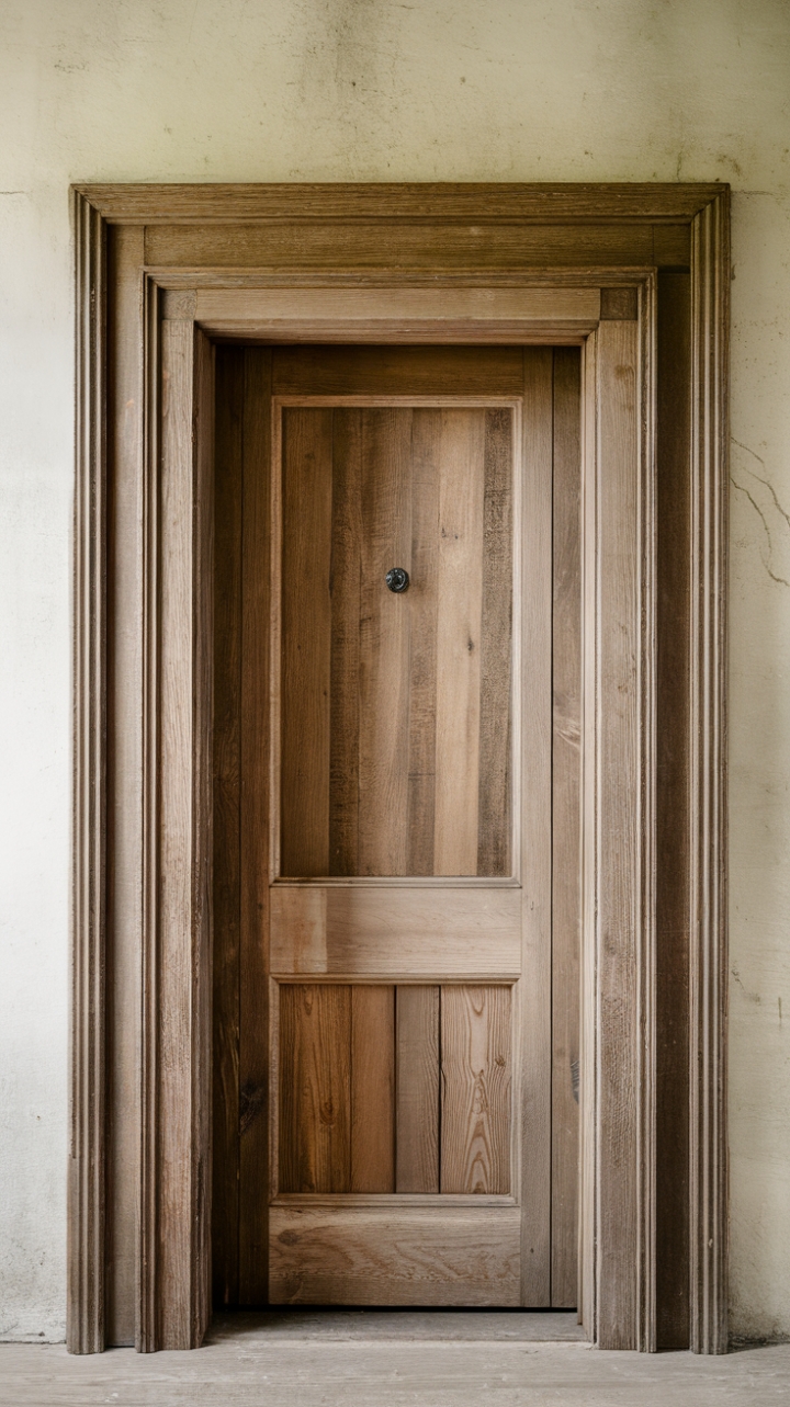 Rustic Charm: Weathered Wood Doorway with Arched Elegance