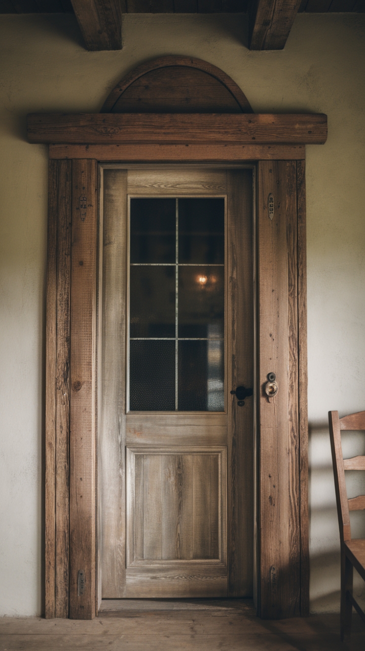 Rustic Charm: A Farmhouse Door with Weathered Elegance