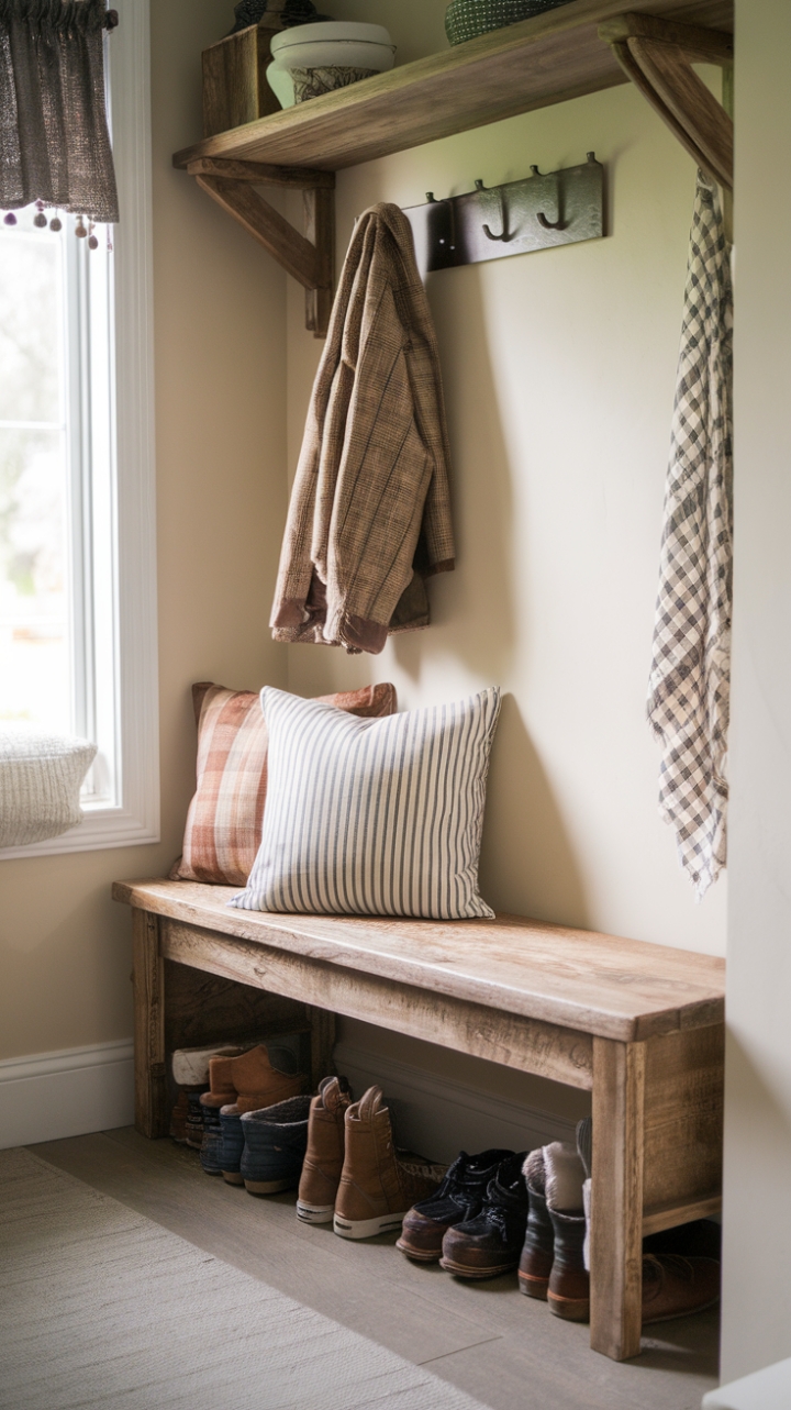 Rustic Foyer Bench for a Cozy Welcome