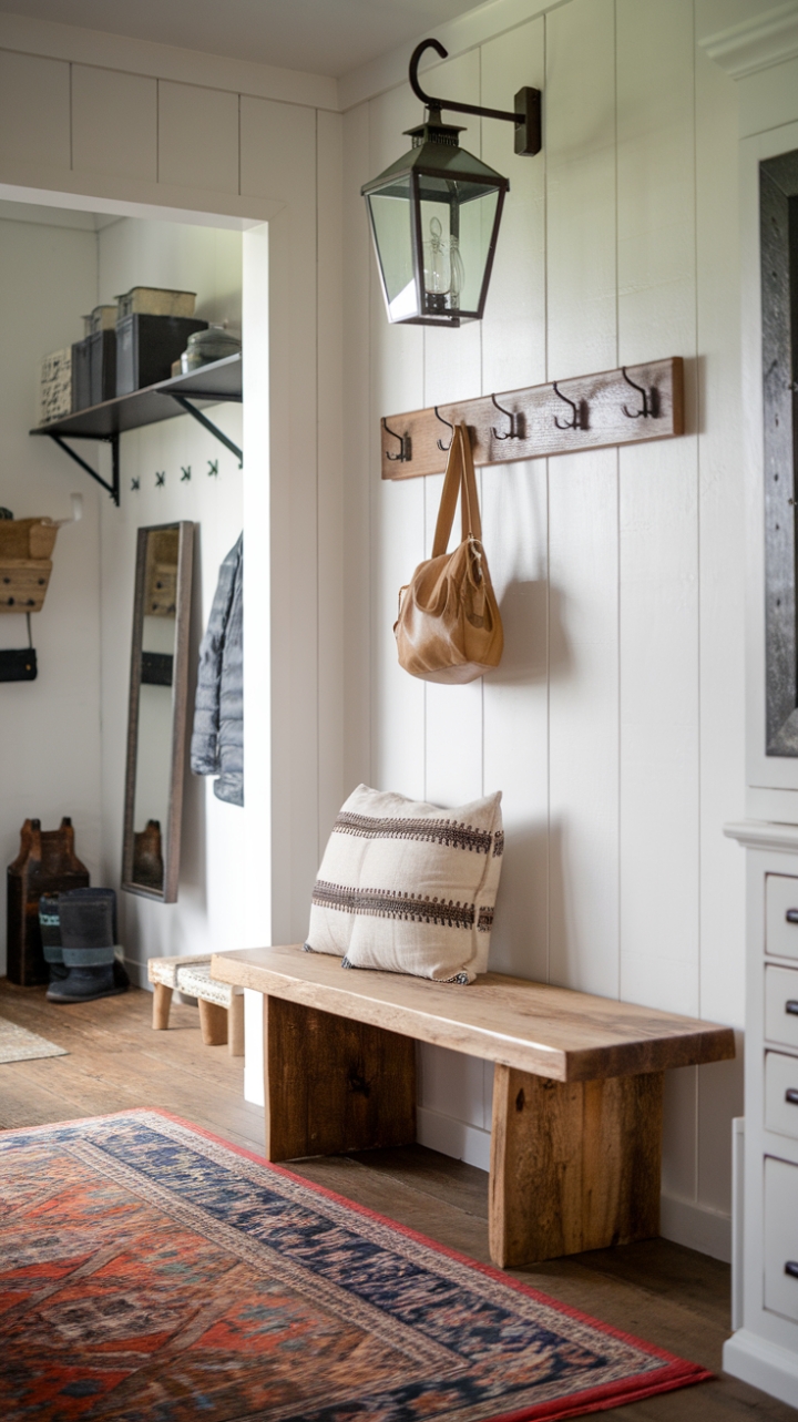 Charming Rustic Entryway Bench for a Warm Welcome