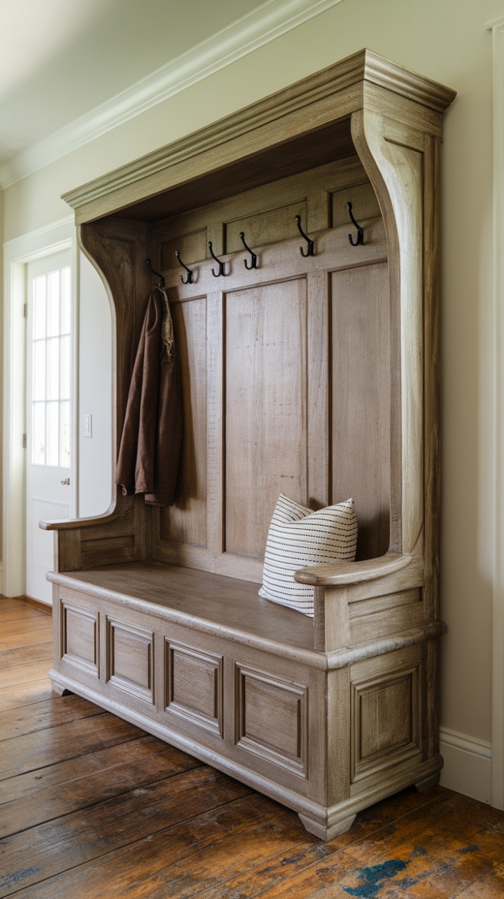 Inviting Farmhouse Hallway with Distressed Wood Accents
