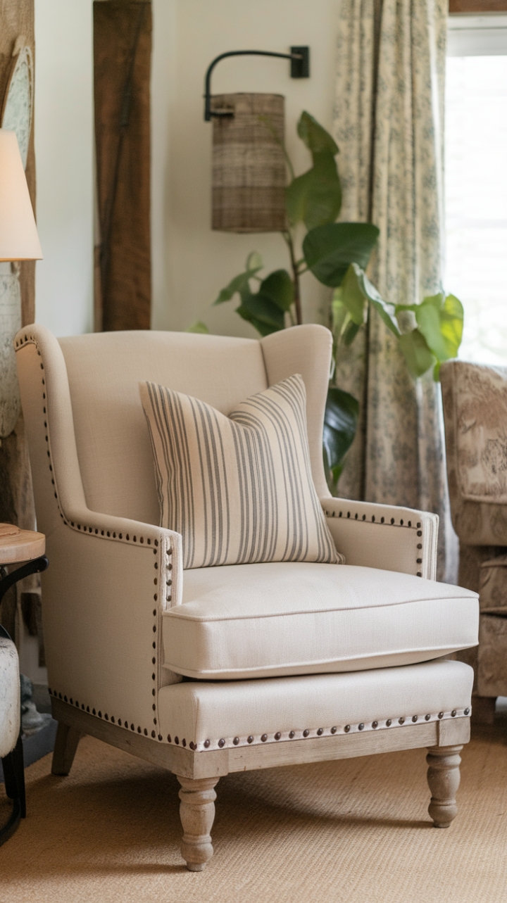 Inviting Cottage-Style Upholstered Chair