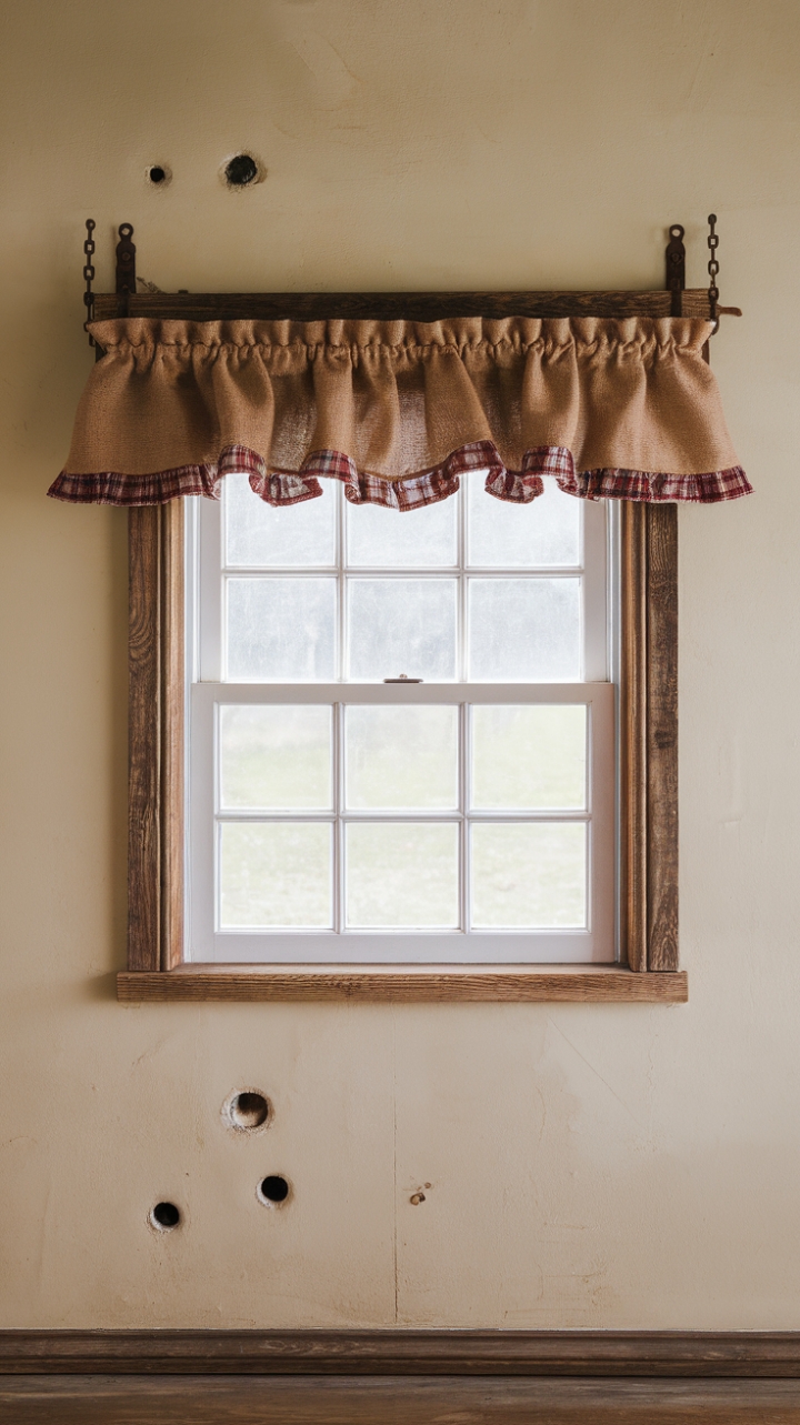 Vintage Vibe: Ruffled Burlap Window Treatment