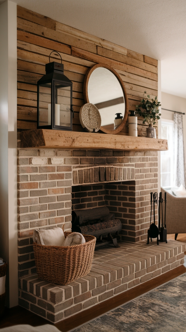 Reclaimed Wood Mantel Brings Warmth and Charm to Classic Fireplace