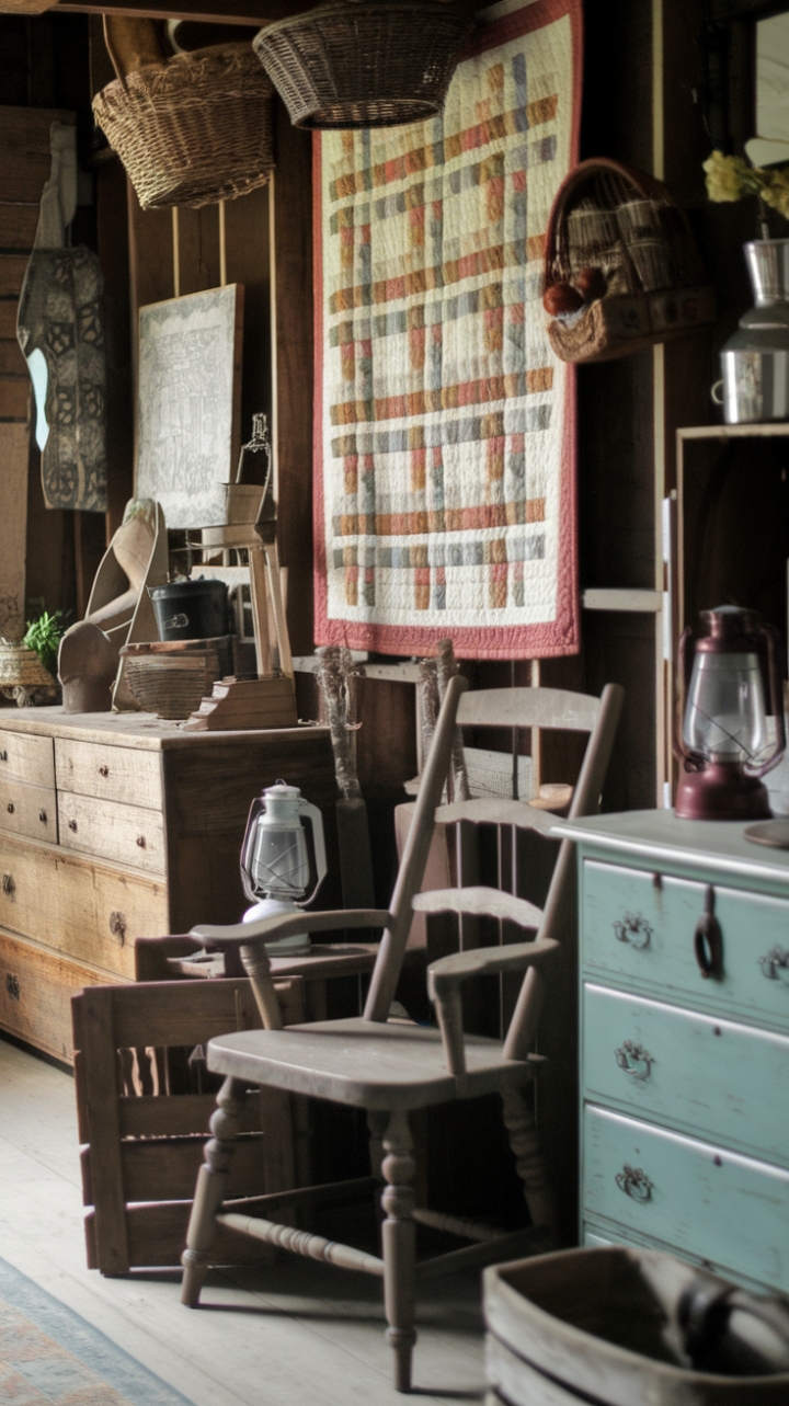 Cozy Country Living: A Vintage Farmhouse with Weathered Charm