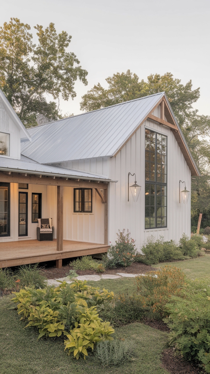 Elegant Single-Story Ranch with Wooden Beams and Metal Roof