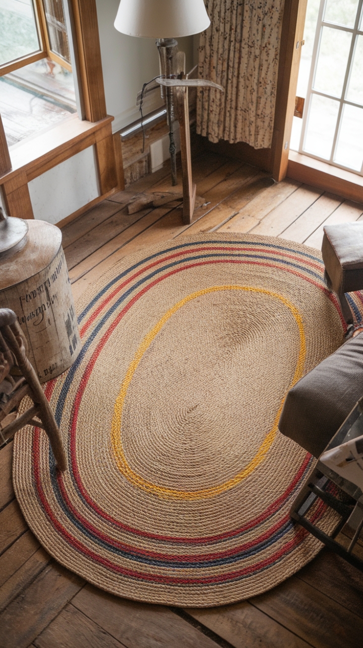Vintage Charm: Bright Stripes Enhance Cozy Cottage