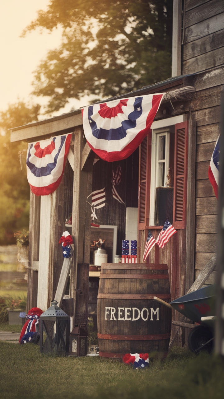 Rustic Patriotic Gathering in Golden Light