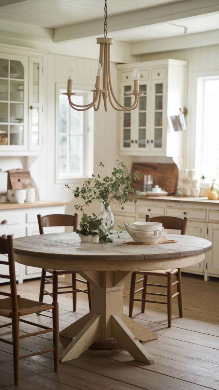 Country Charm Round Dining Table for Cozy Gatherings