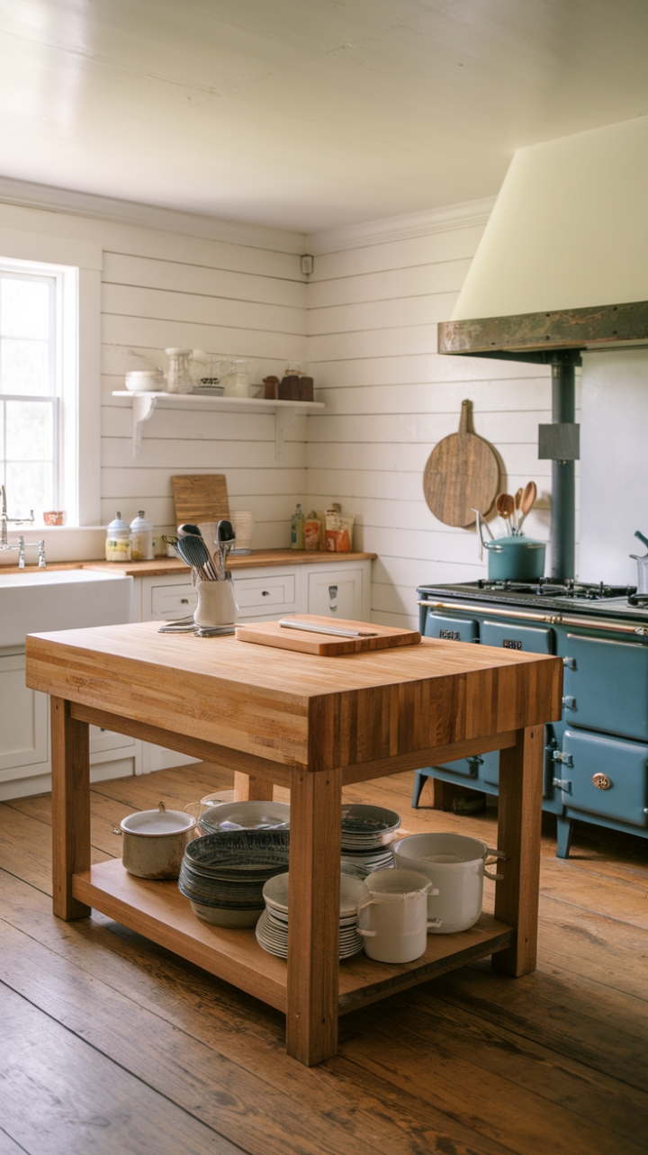 Rustic Charm: A Cozy Kitchen with Natural Materials and Vintage Touches