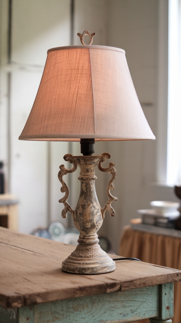 Country Charm: A Distressed Wood Table Lamp to Warm Your Space