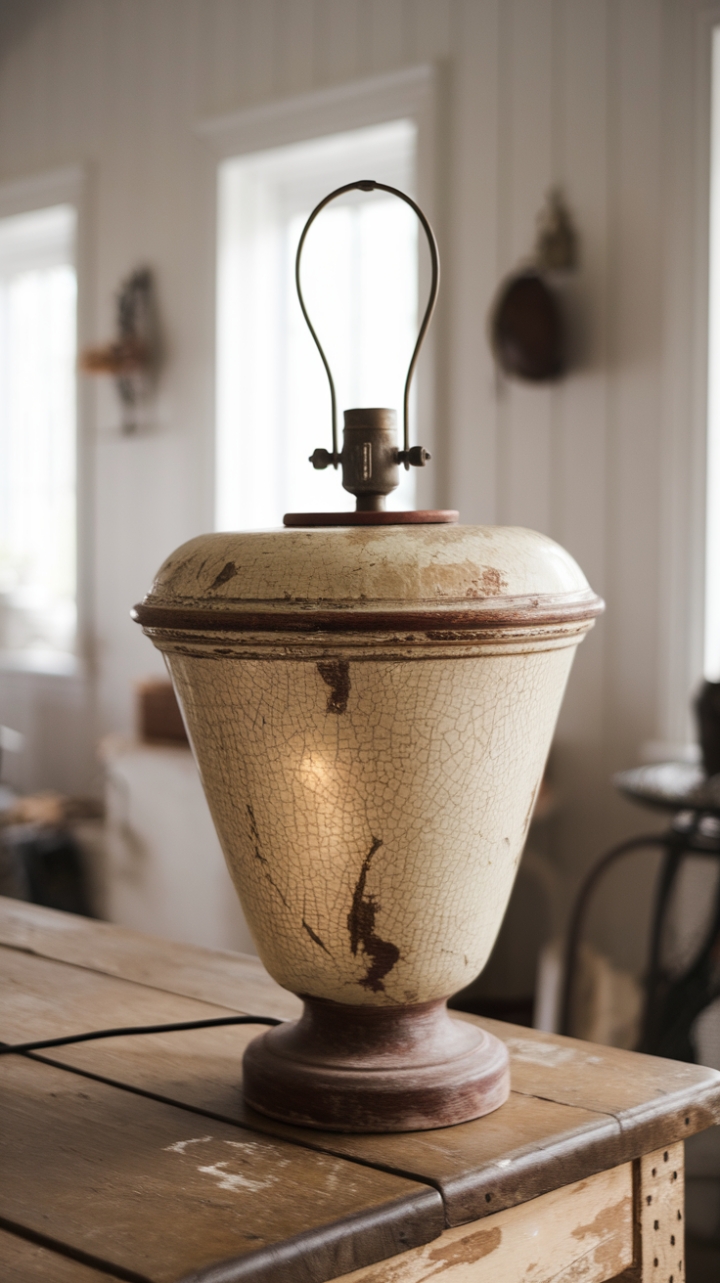 Charming Crackled Table Lamp for Cozy Cottage Style