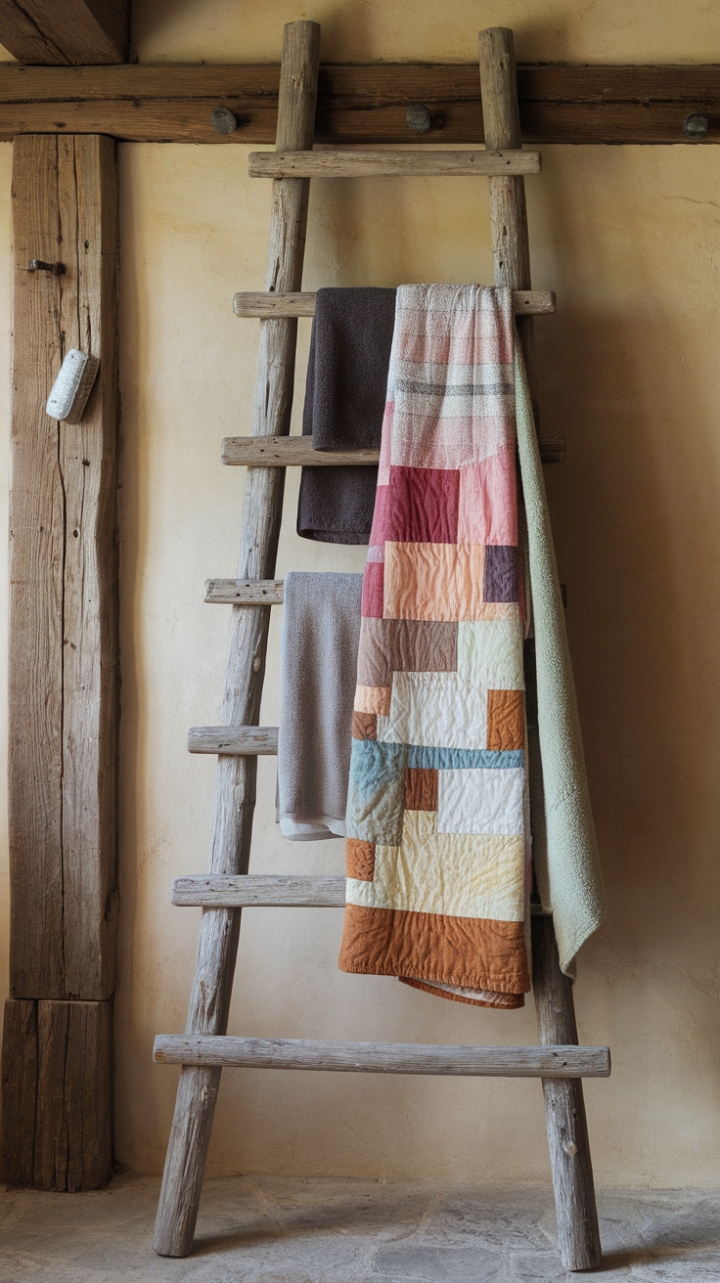 Rustic Wooden Ladder as Cozy Decor