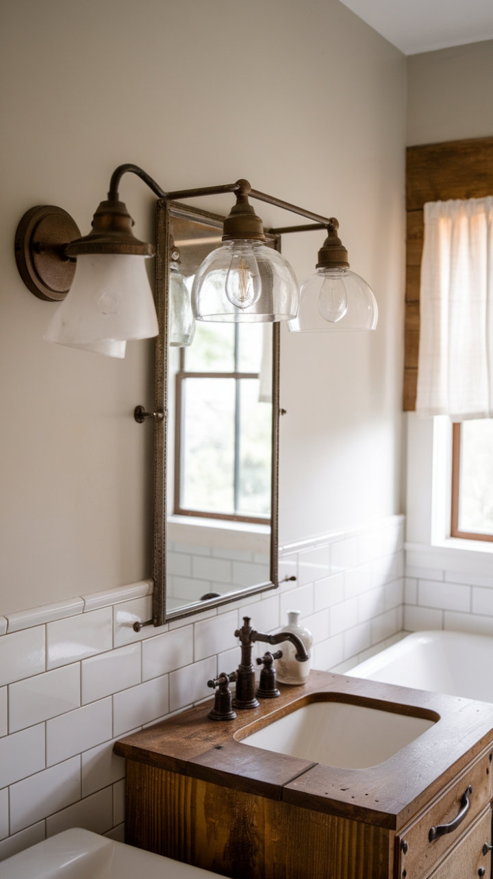 Warm Glow Illuminates Cozy Country Bathroom
