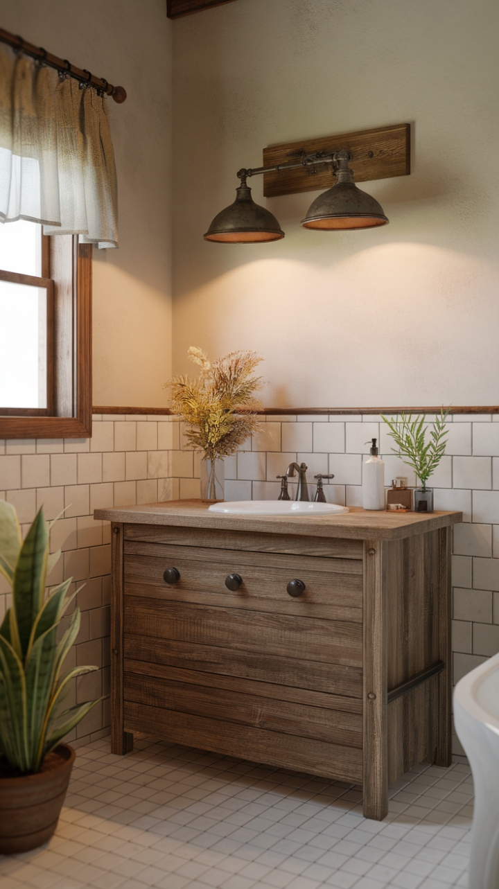 Rustic Charm: Vintage-Inspired Farmhouse Bath Light