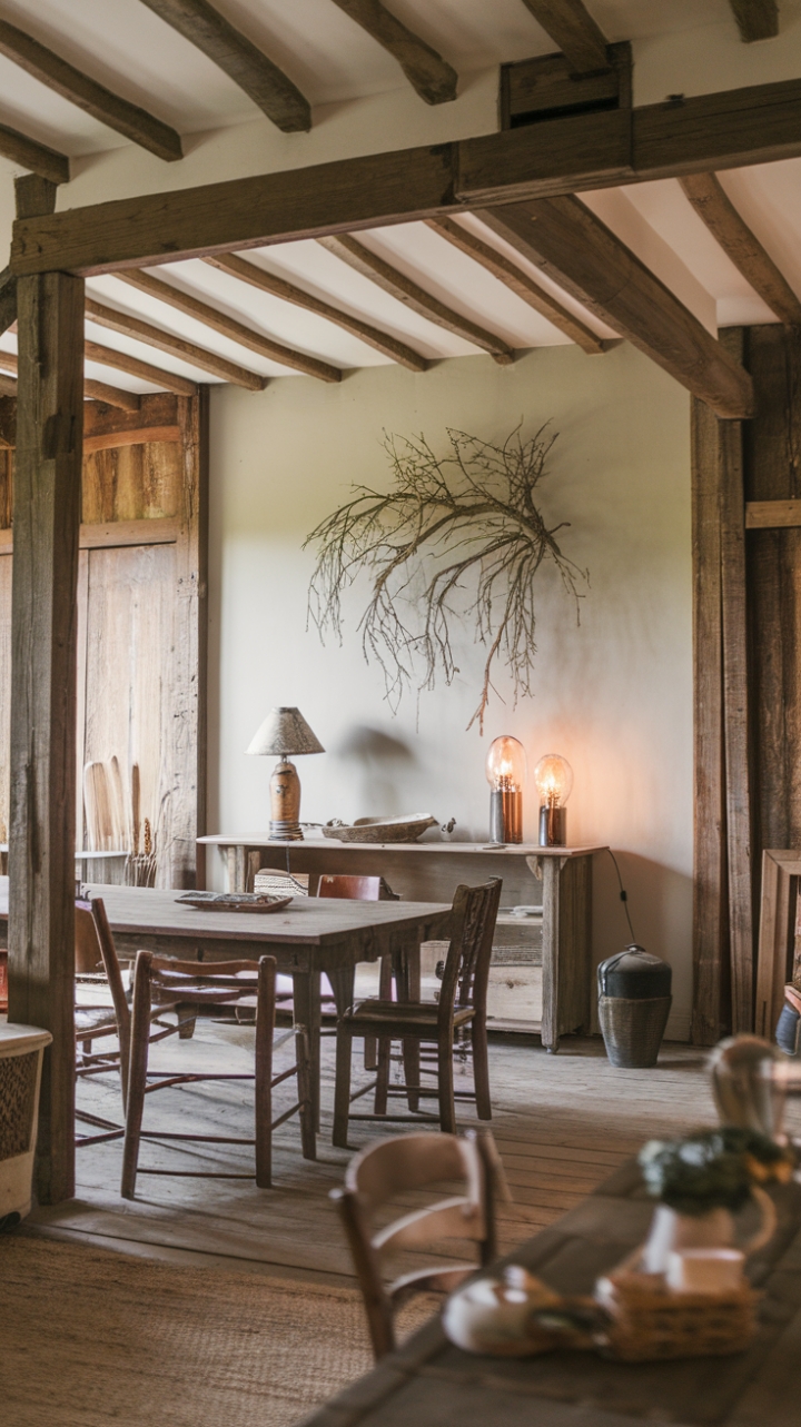Cozy Country-Inspired Dining Space with Vintage Touches