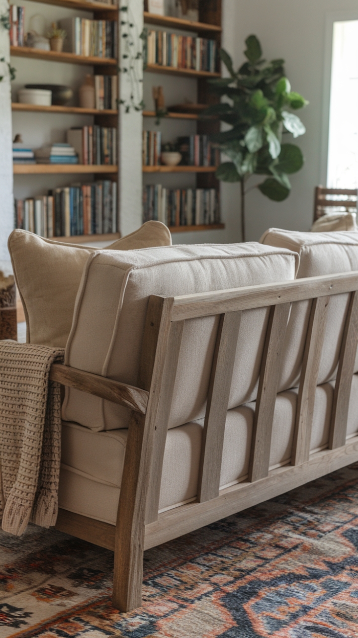 Nature-Inspired Comfort: A Wooden and Fabric Retreat