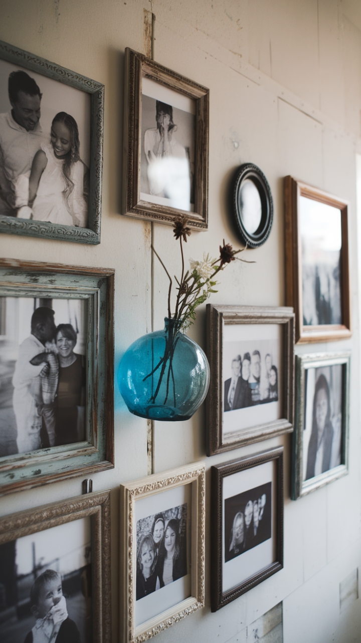 Timeless Charm: Distressed Frames and Organic Accents