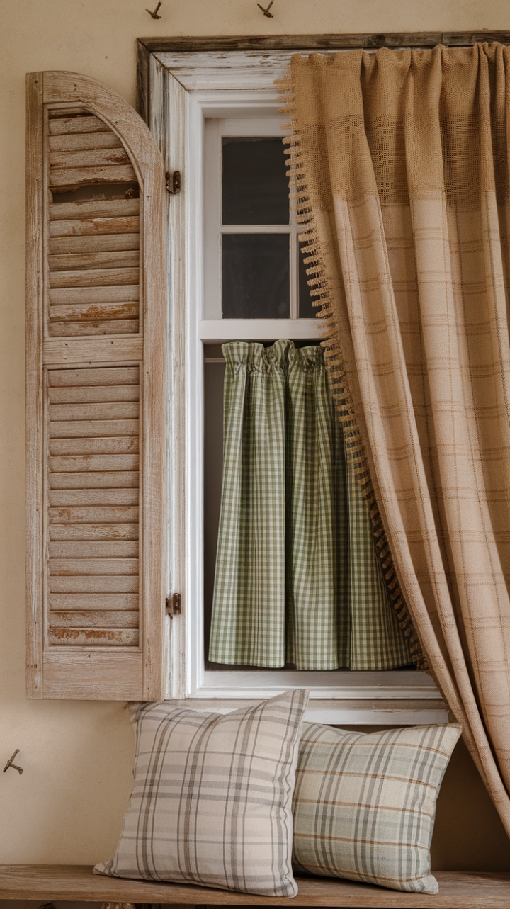 Rustic Elegance: A Farmhouse Window with Weathered Charm