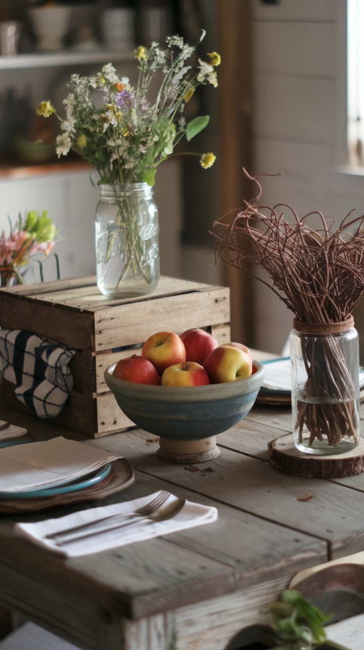 Farmhouse Charm: Rustic Elegance with Natural Centerpieces