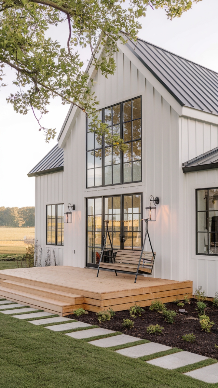 Stylish Modern Farmhouse with Inviting Deck and Rustic Details