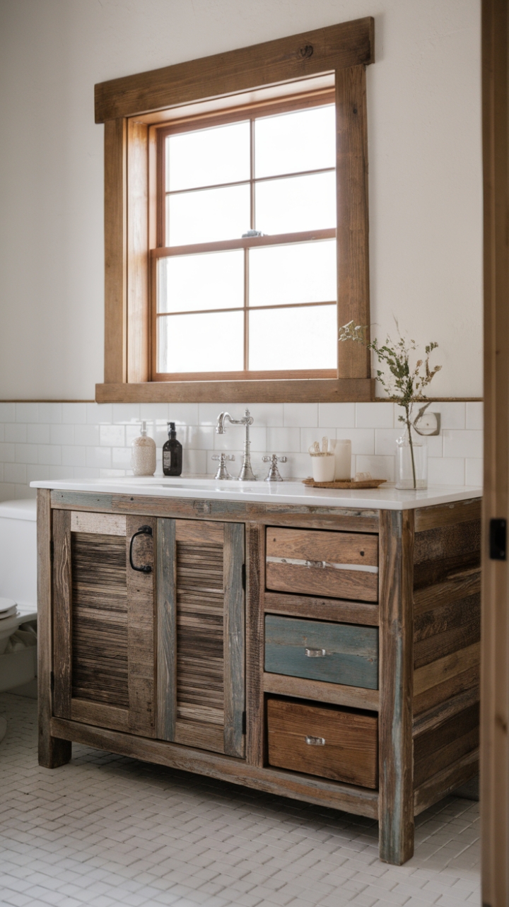 Vintage Charm Meets Modern Comfort in Farmhouse Bathroom