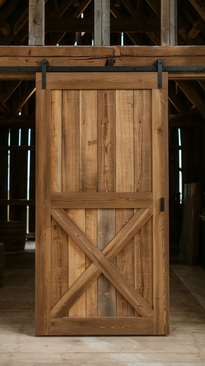 Rustic Elegance: Classic Barn Door Enhances Interior Flow
