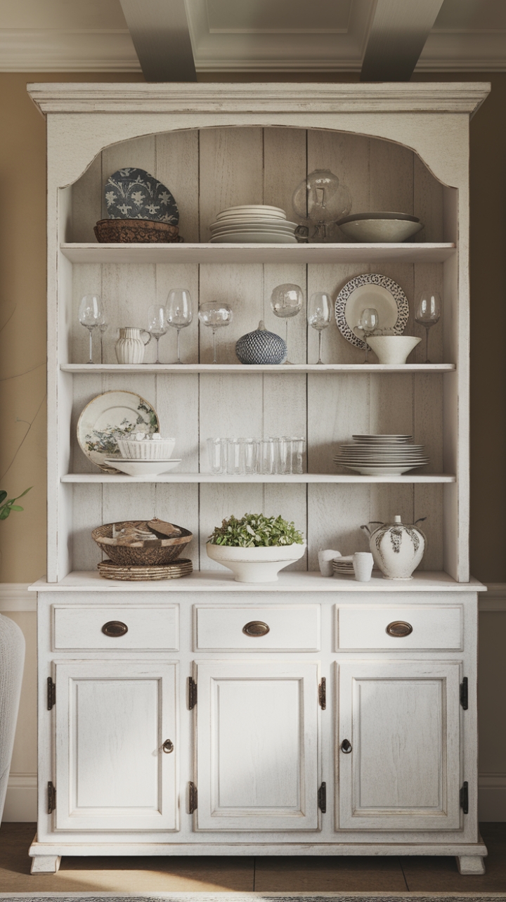 Charming Farmhouse Hutch Adds Warmth and Style to Dining Space