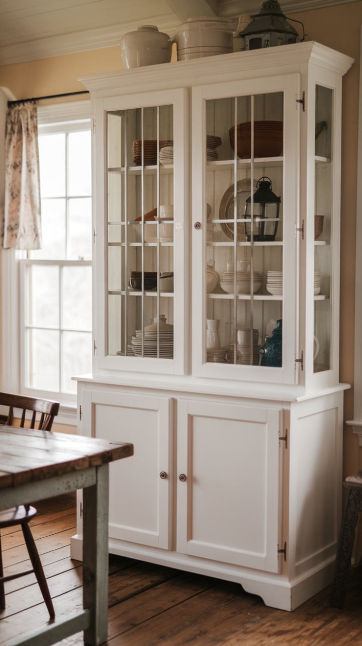 Rustic Elegance: A Farmhouse Hutch as the Heart of the Kitchen