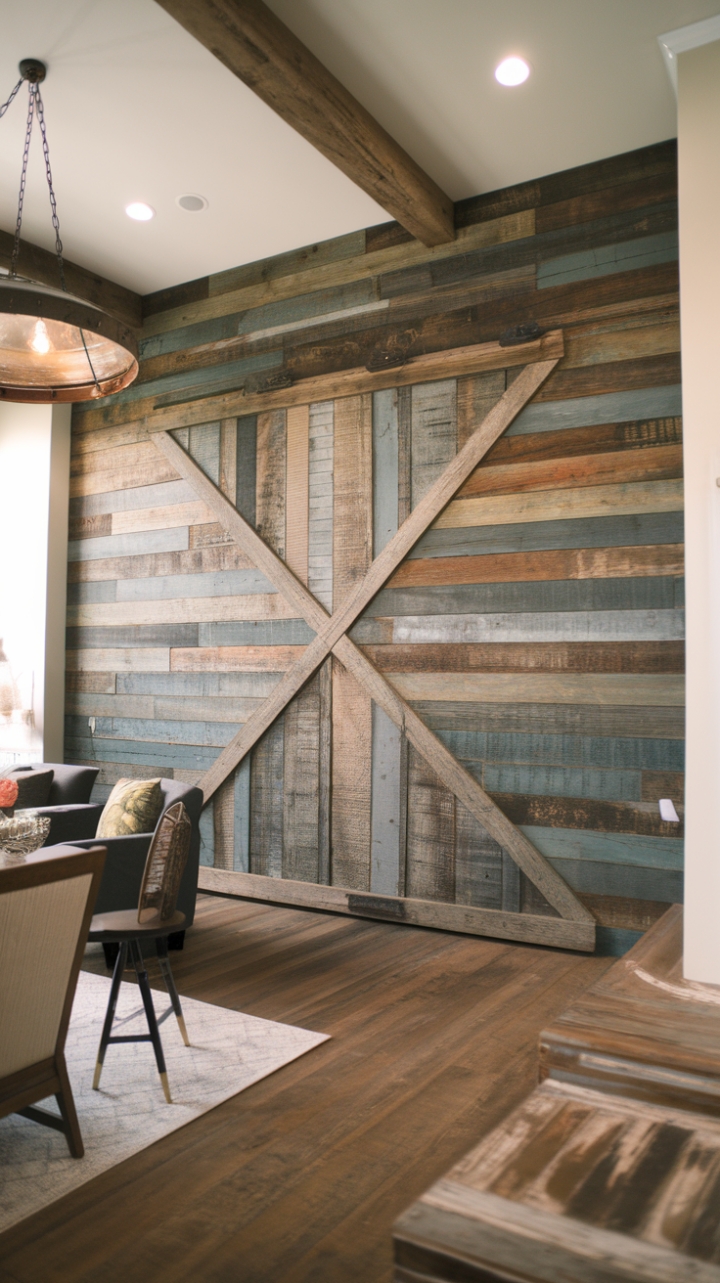 Rustic Elegance: Shiplap and Warm Lighting in a Farmhouse Space