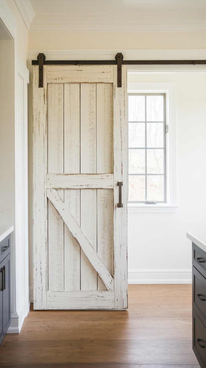 Modernized Barn Door Adds Charm to Stylish Pantry