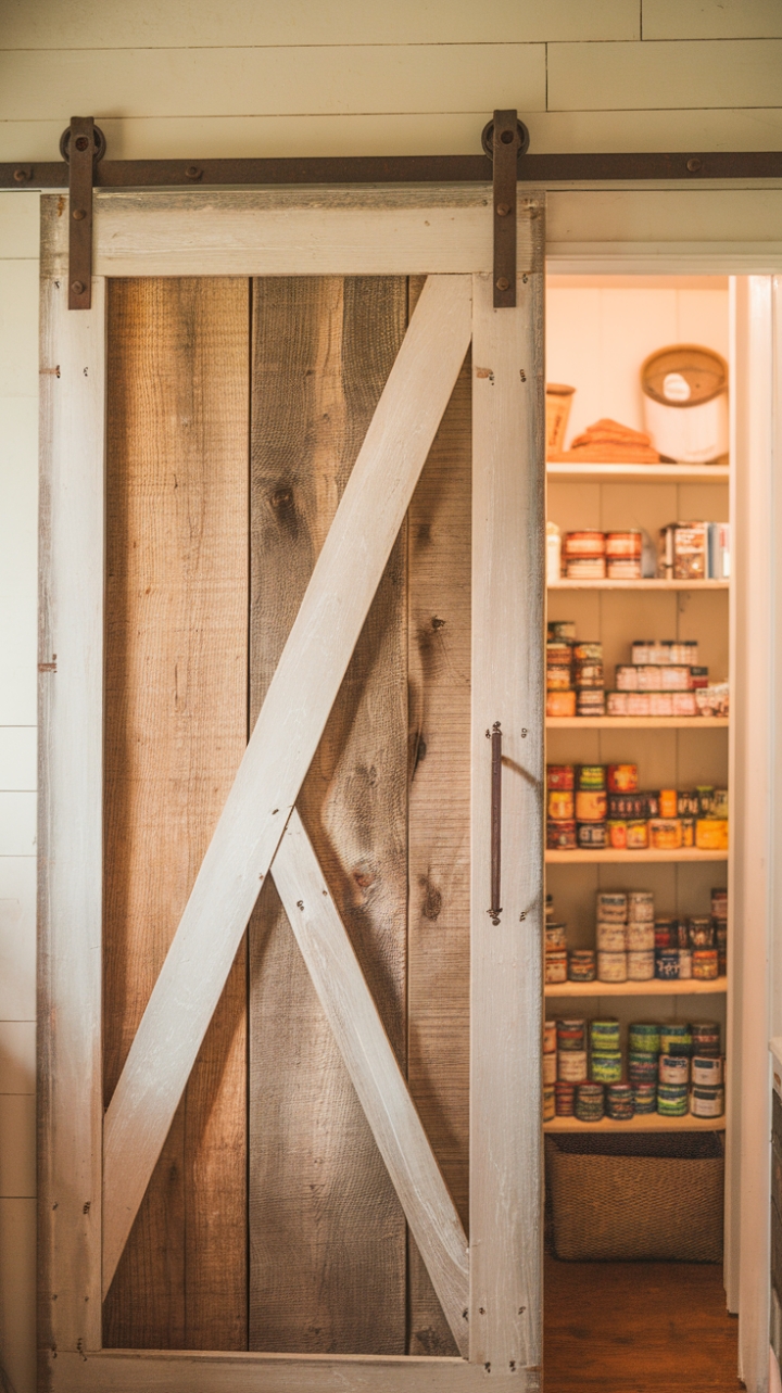 Charming Vintage Farmhouse Pantry Door Adds Rustic Charm