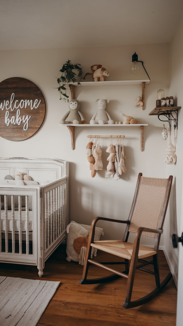 Charming Modern Farmhouse Nursery with Natural Textures and Playful Details