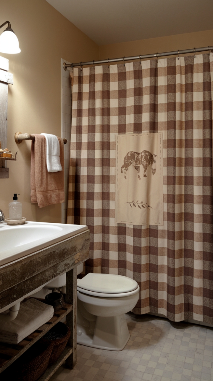 Farmhouse Charm: Buffalo Check Shower Curtain for Cozy Bathrooms