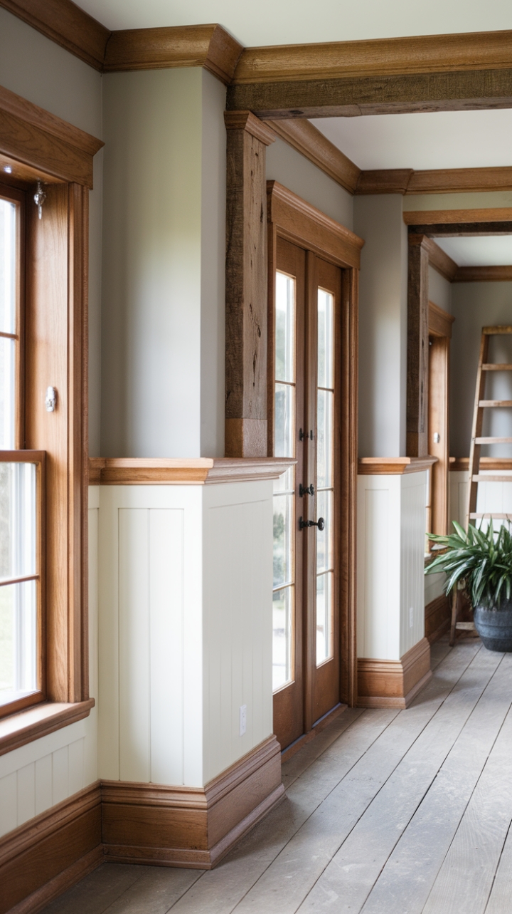 Modern Simplicity: White Farmhouse Trim Enhances Rustic Charm