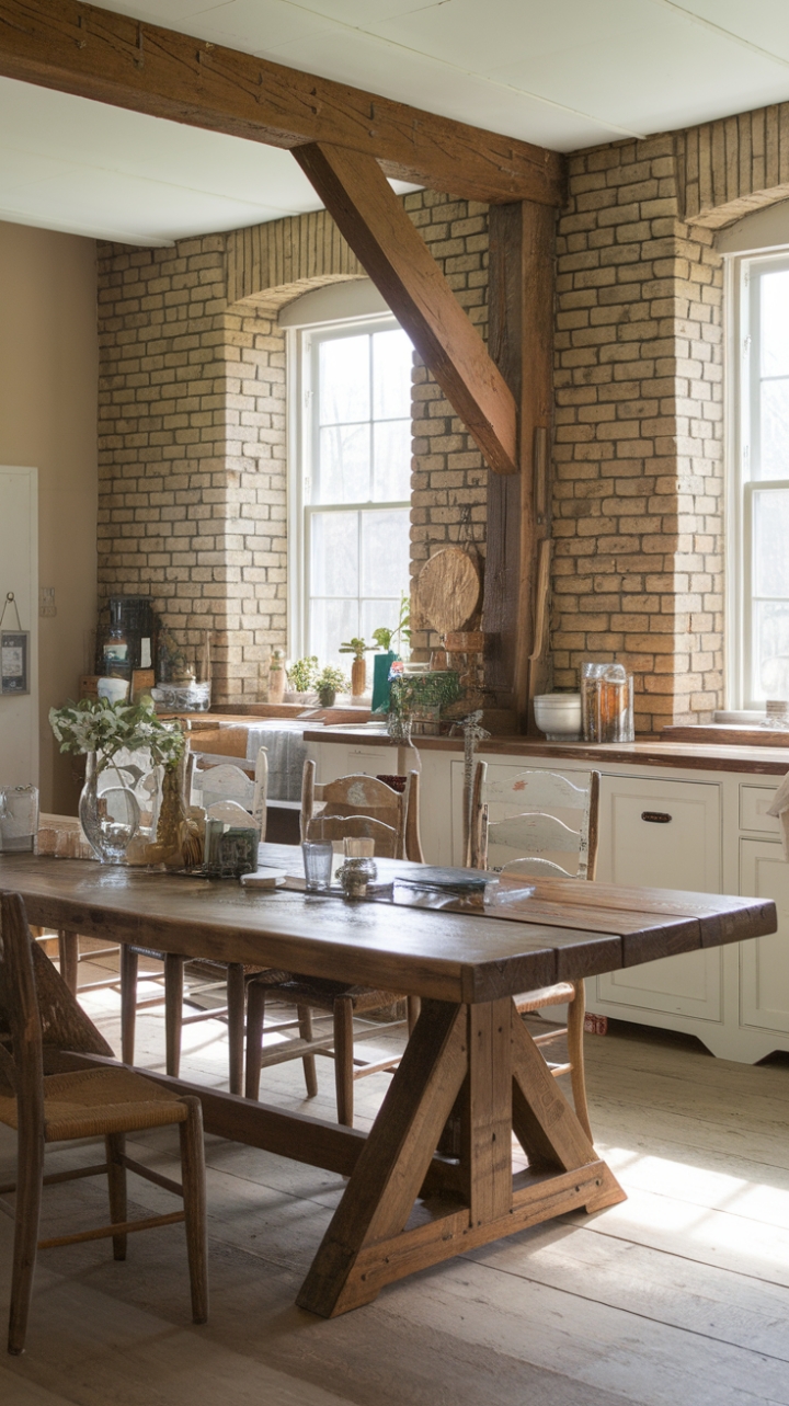 Farmhouse Charm: Reclaimed Wood Table as the Heart of the Kitchen