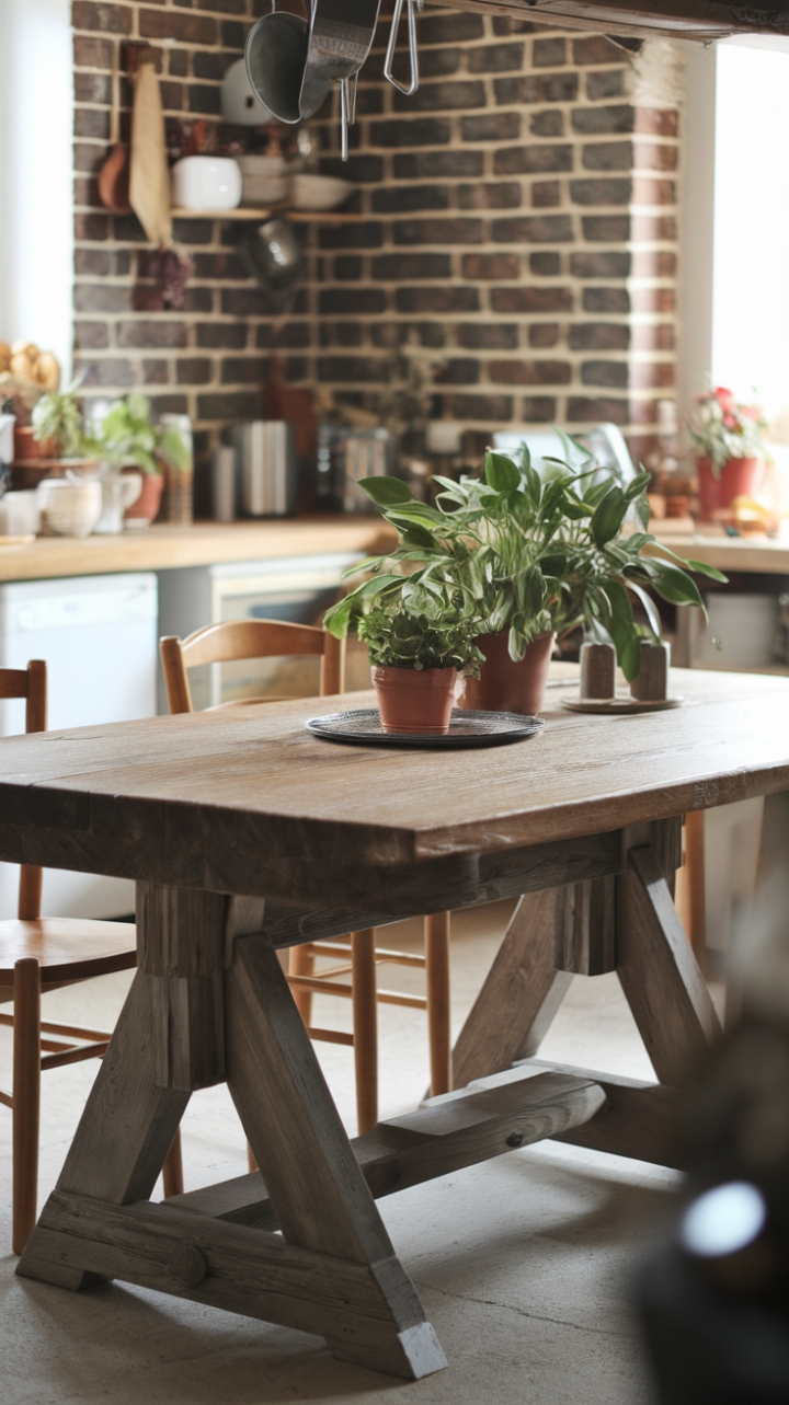 Farmhouse Charm: A Cozy Trestle Table Scene