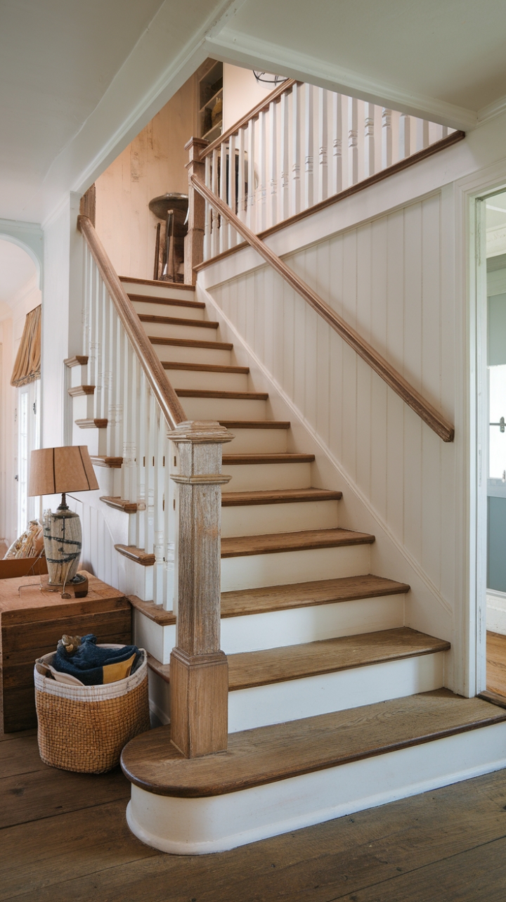 Rustic Charm: A Farmhouse Staircase That Defines Cozy Elegance