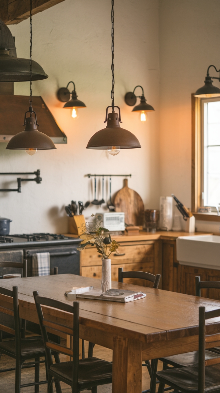 Illuminated Rustic Farmhouse Kitchen Design