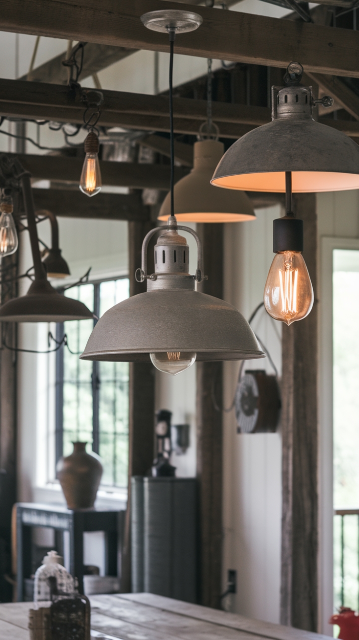 Vintage and Industrial Lighting for Farmhouse Charm