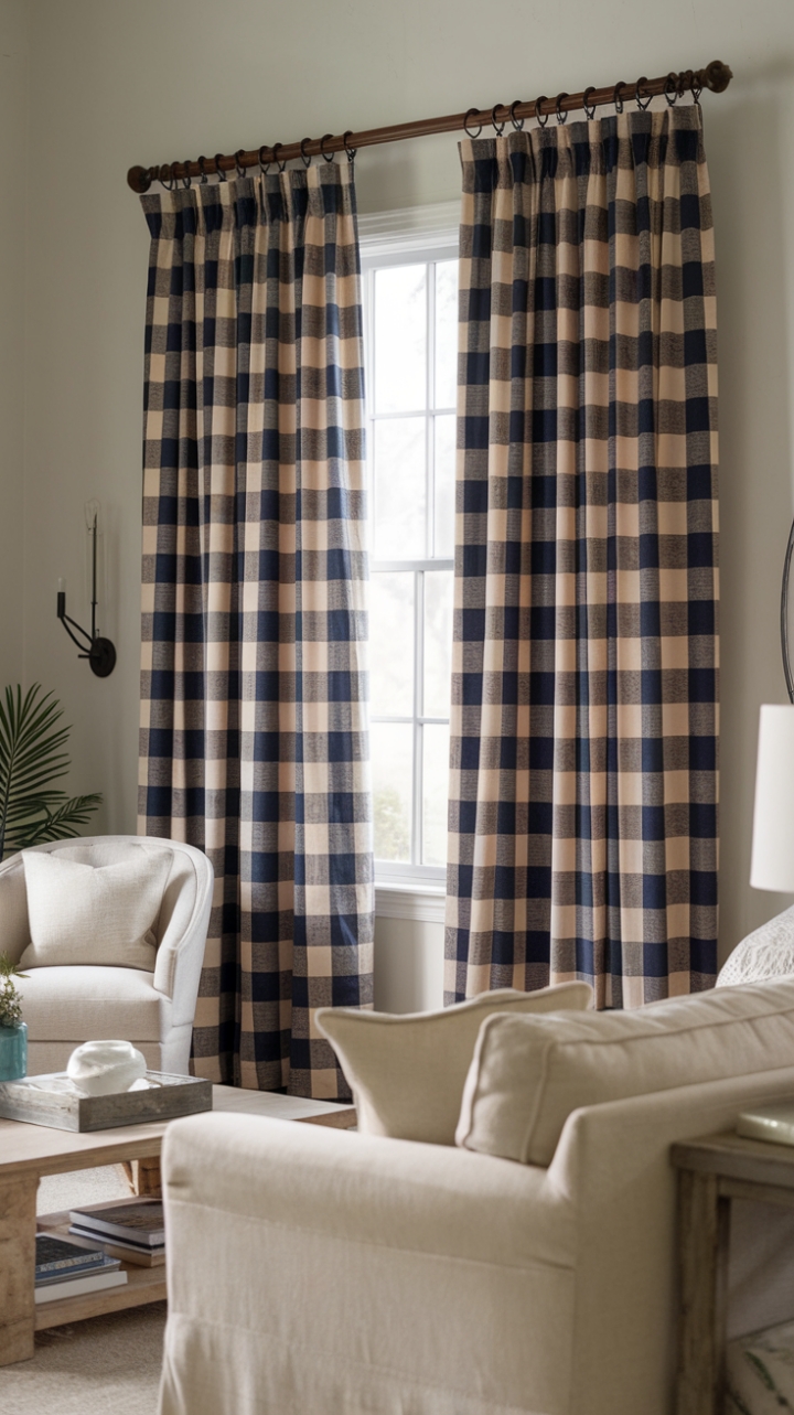 Classic Charm: Buffalo Check Curtains Elevate Modern Farmhouse Style