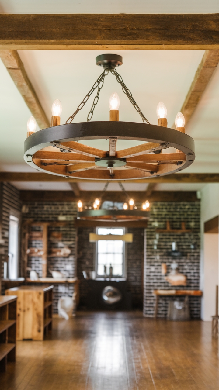 Brightening the Farmhouse: A Wagon Wheel Chandelier's Rustic Appeal