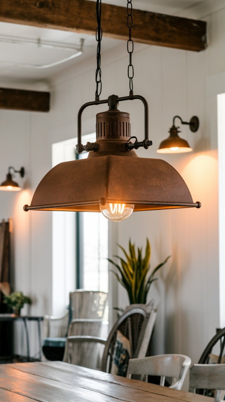 Golden Glow: Modern Farmhouse Dining Ambiance
