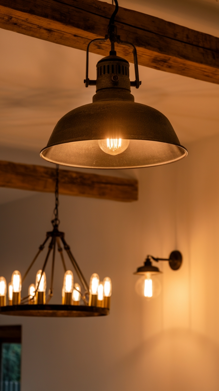 Warmth and Style: Vintage and Modern Lighting Unite in a Farmhouse Retreat